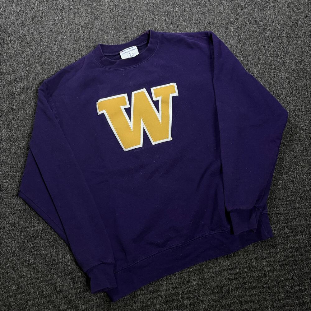 Vintage Y2k Washington Huskies Embroidered Champion Purple Crewneck Sweatshirt M